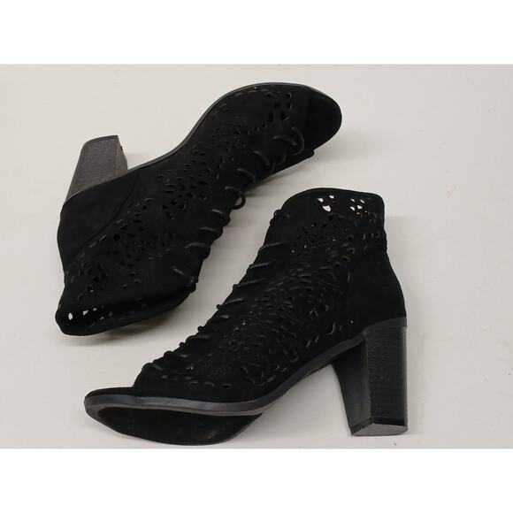 Bella Marie Laced Tie Ankle High Heels Open Toe Dress Casual Faux Suede 10 - Picture 7 of 8